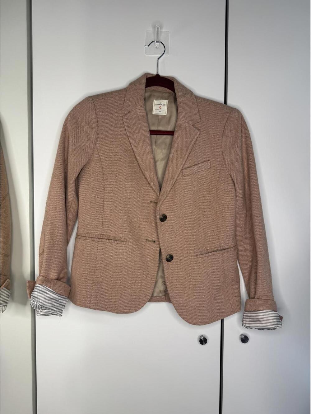 Gap Women's Blazer in Light Pink Herringbone